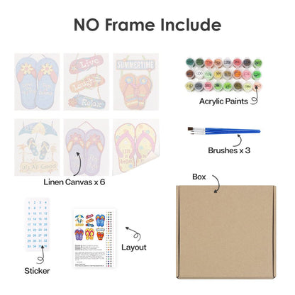 6 Mini Paintings - Flip-Flop Summer Set