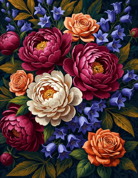 Midnight Peony Bouquet (80 Colors)