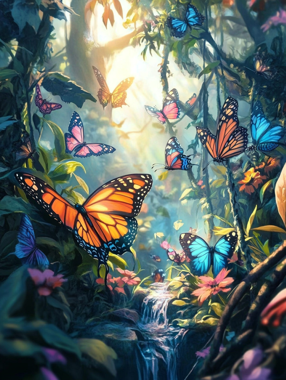 Butterfly Glade, Blue and Orange