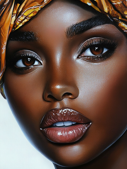 Woman Gold Headwrap Portrait
