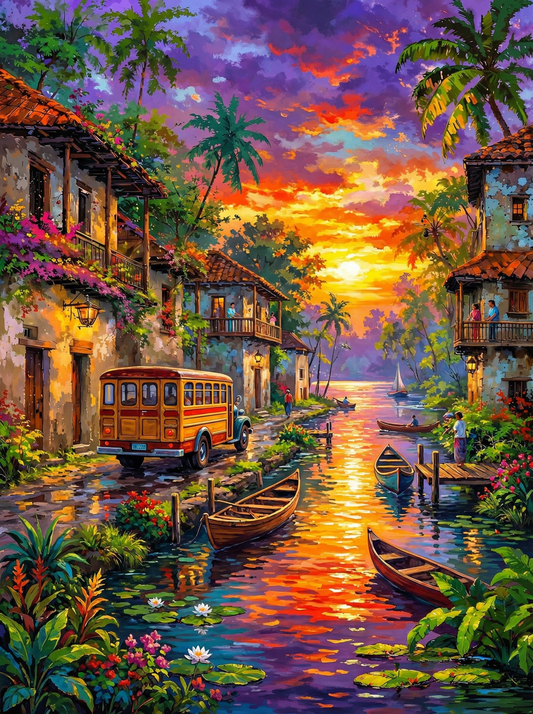Sunset Canal Village Bus (120 Colors)