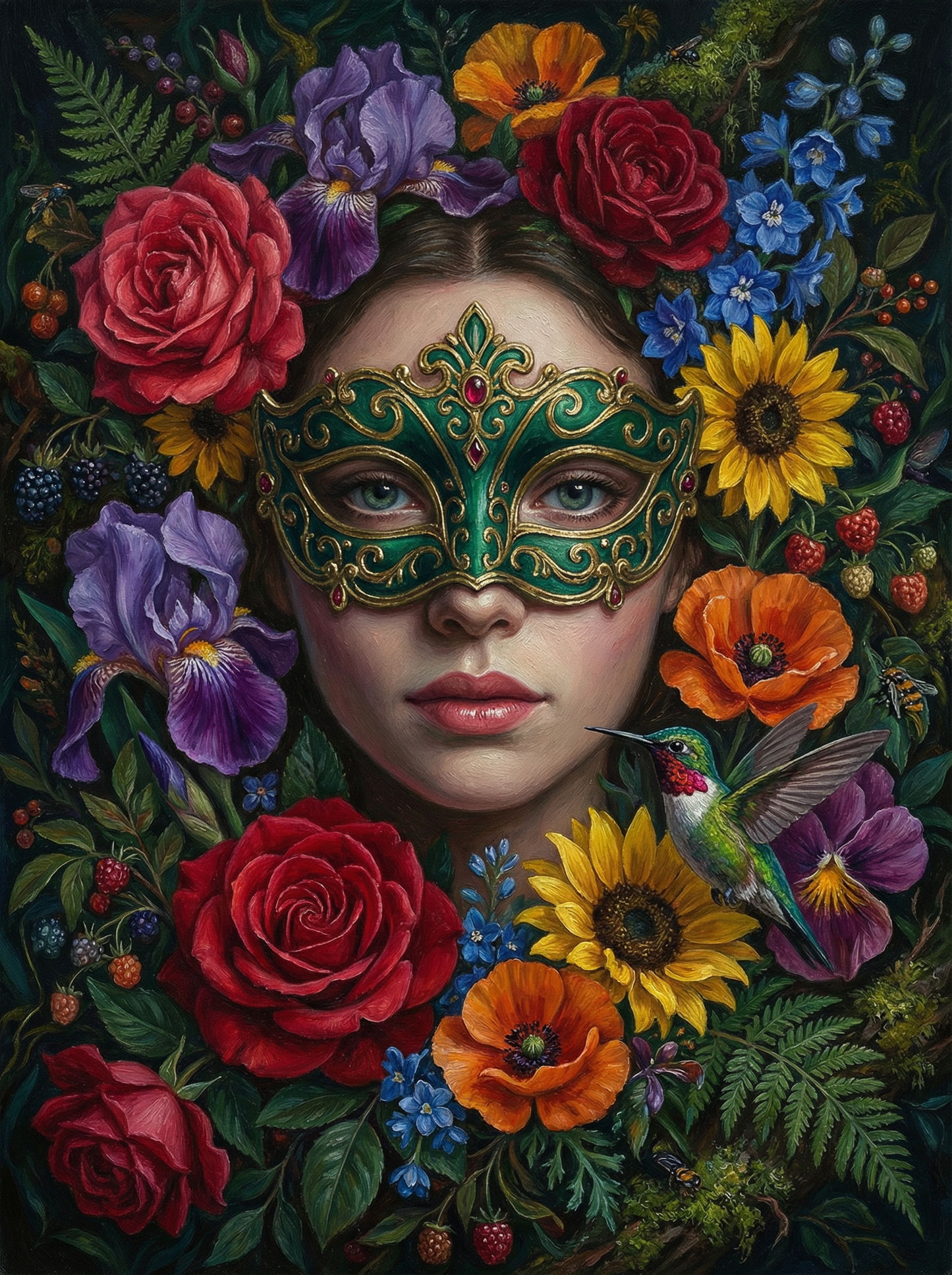 Masquerade Garden with Hummingbird