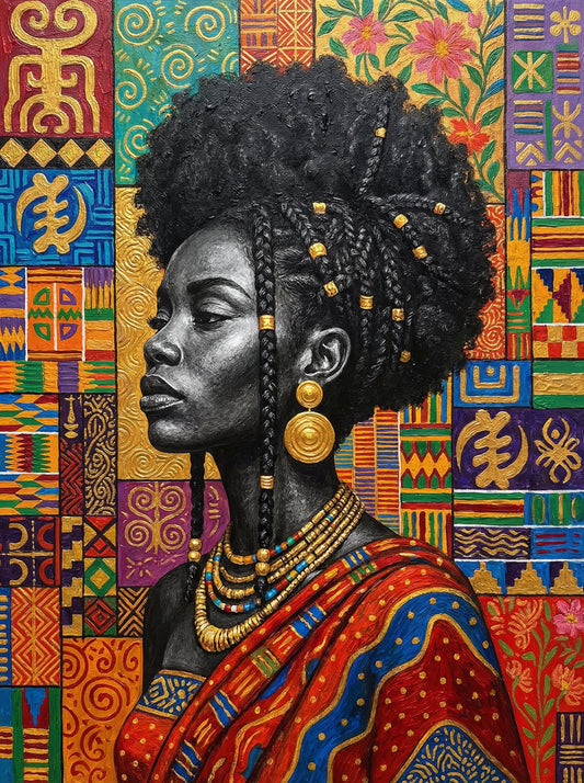African Woman In Golden Patterns