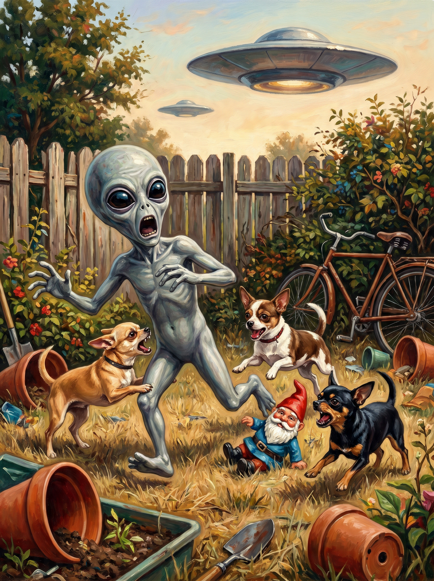 Alien Chased By Chihuahuas (80 Colors)
