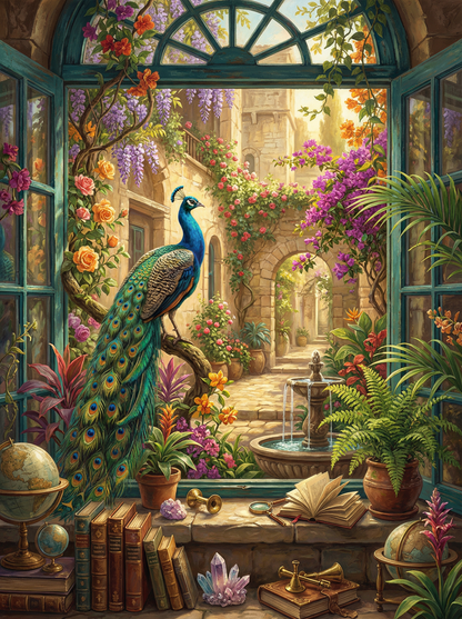 Peacock Courtyard Haven (80 Colors)