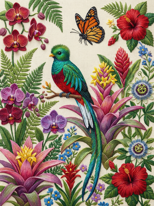Embroidered Garden Bird (80 Colors)
