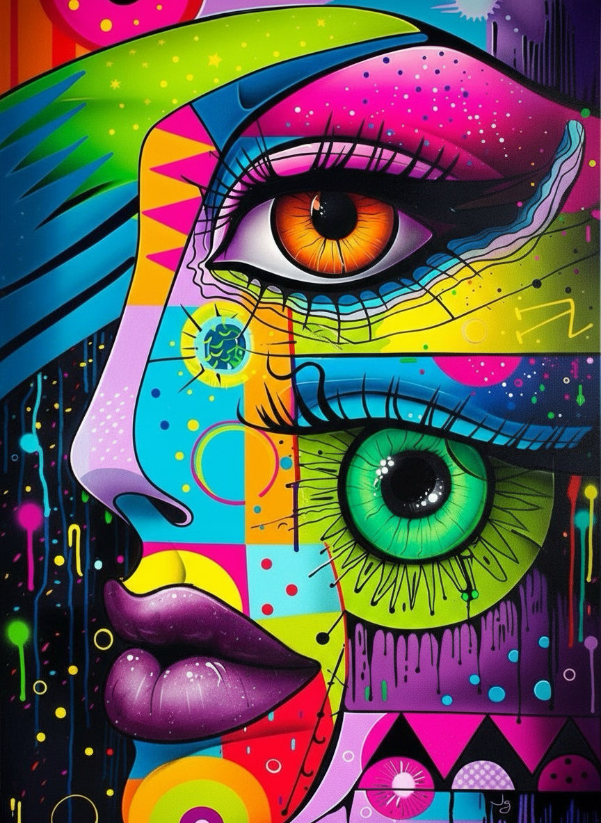 Abstract Glitch Face (80 Colors)