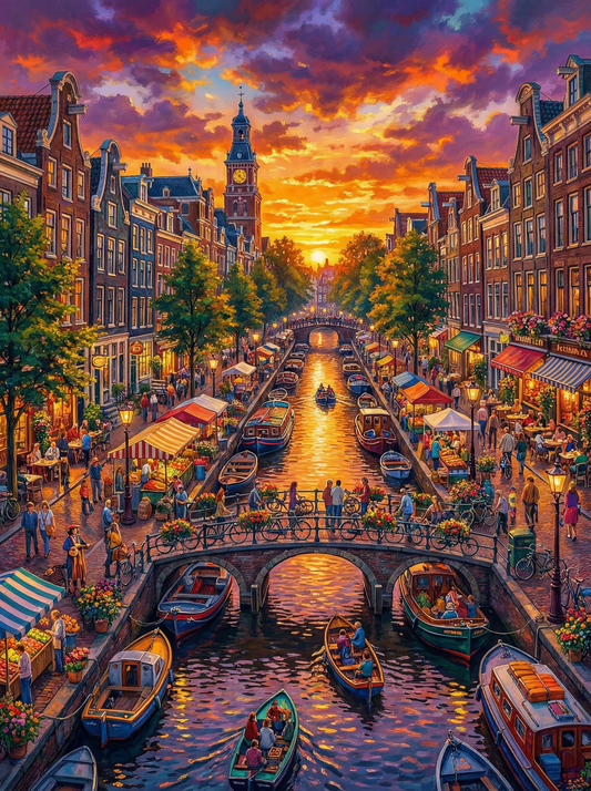 Sunset Over Amsterdam (80 Colors)