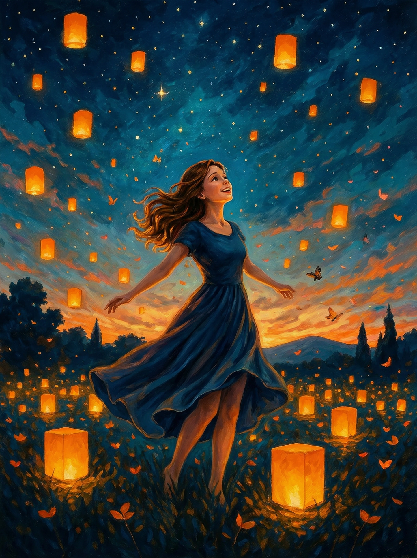 Starlit Sky Lantern Girl (120 Colors)