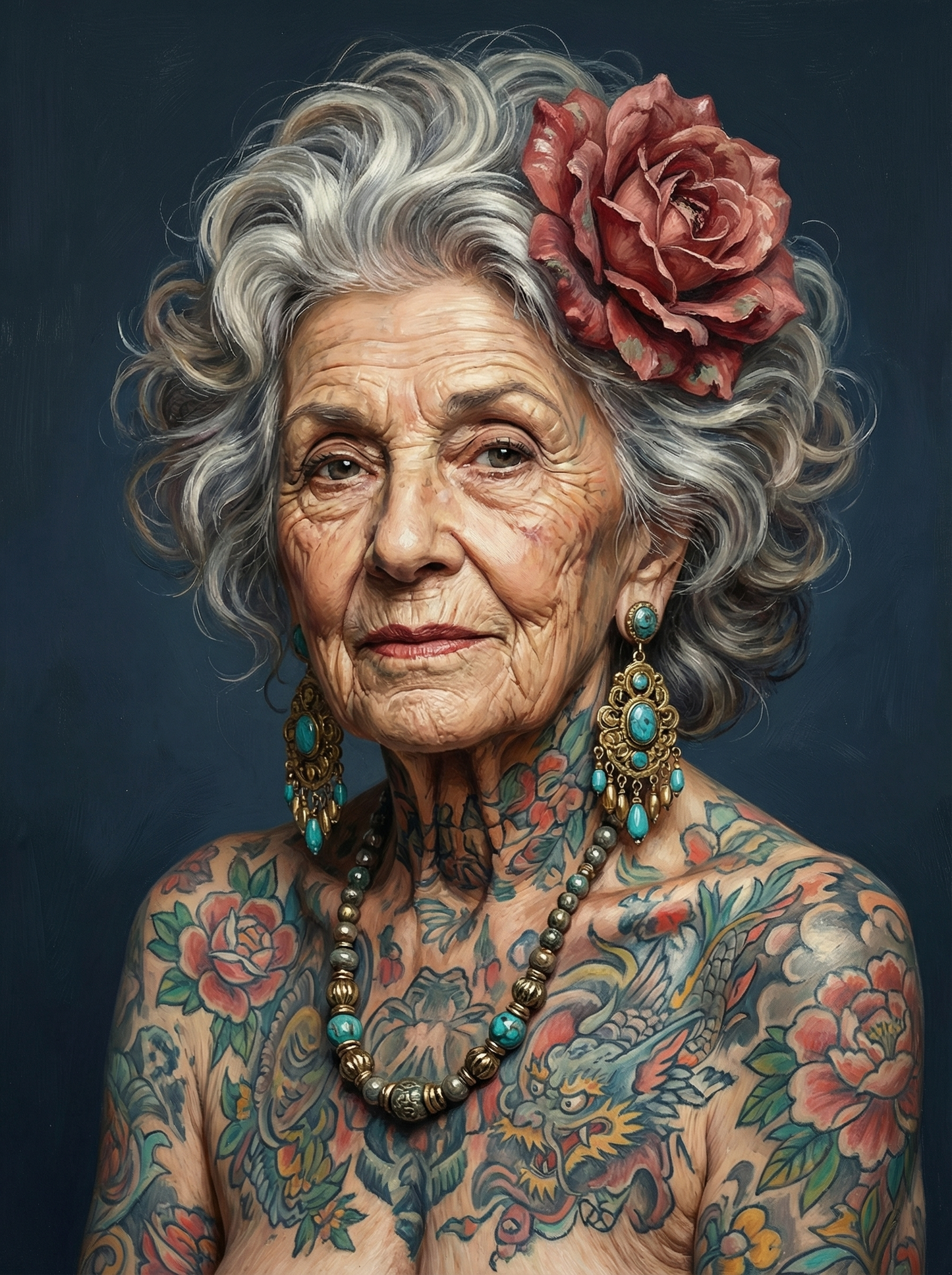 Blue Haired Flower Woman (80 Colors)