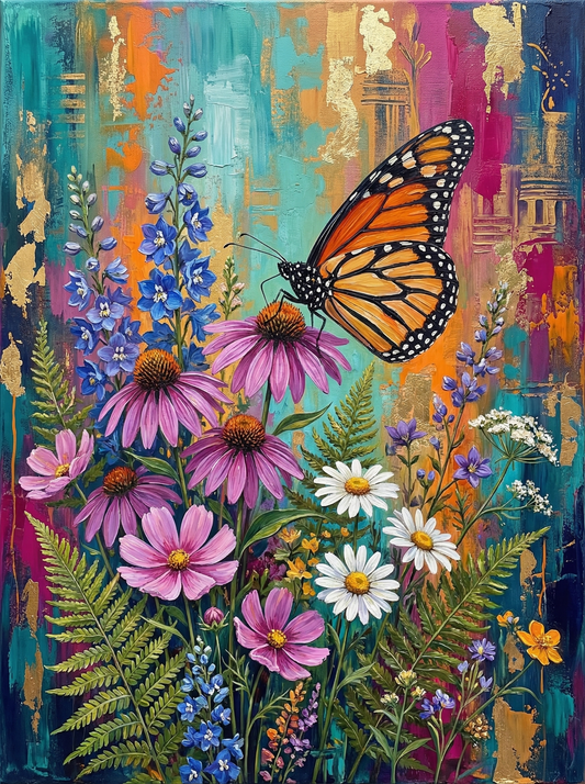 Boho Butterfly Coneflower Textured
