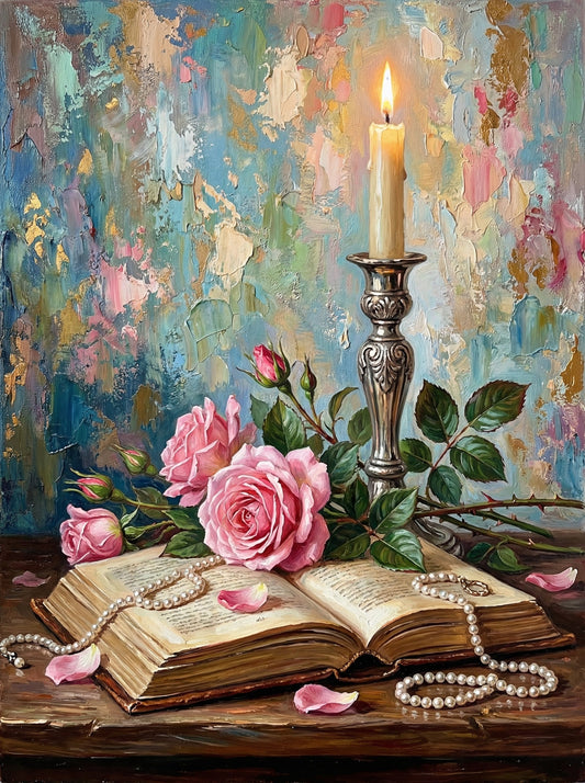 Books And Roses Candle