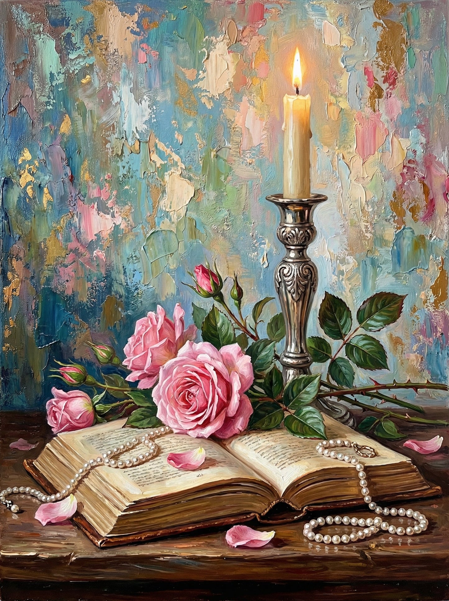 Books And Roses Candle (80 Colors)