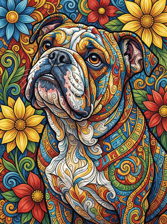 Bulldog With Floral Patterns (120 Colors)