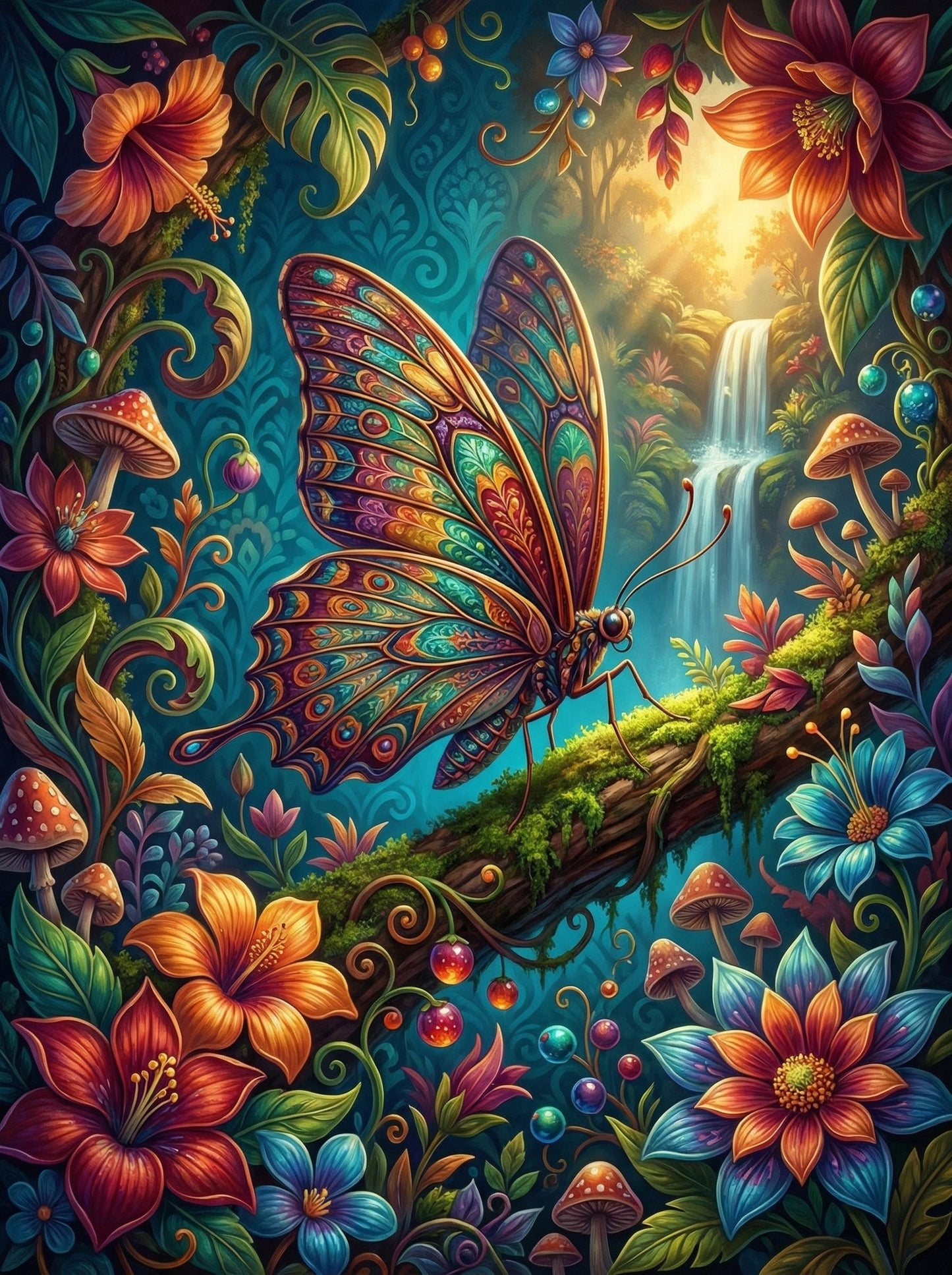 Butterfly Waterfall Mushroom Forest (80 Colors)