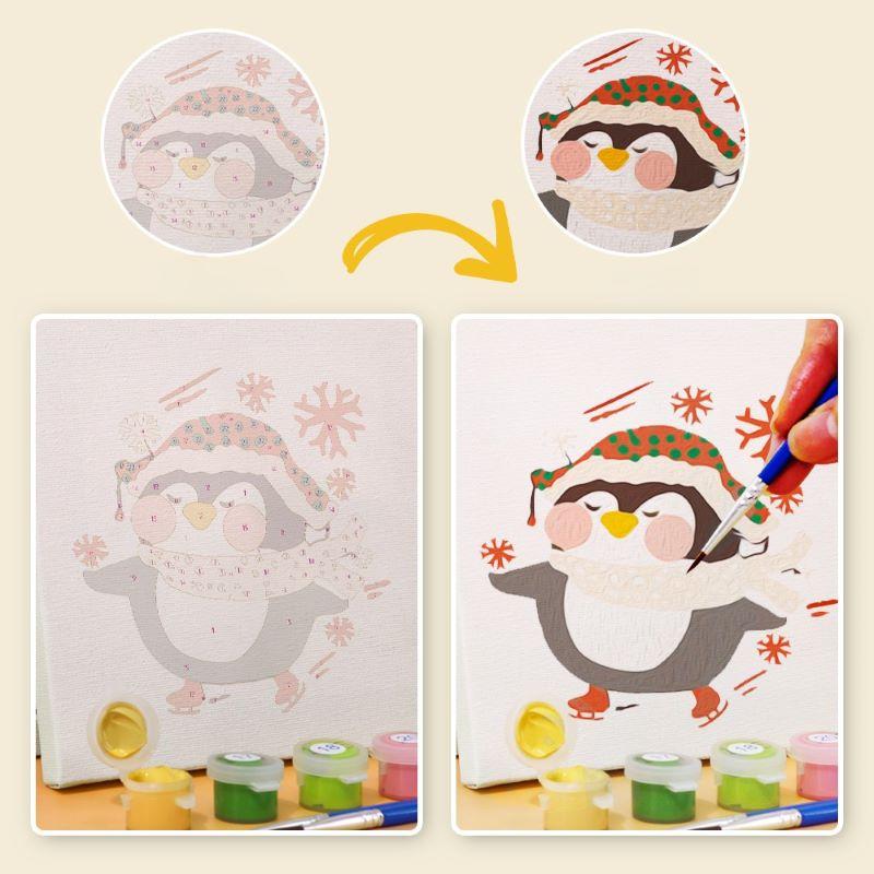 Paint by Numbers - 6 Mini Paintings | Christmas Penguins Set