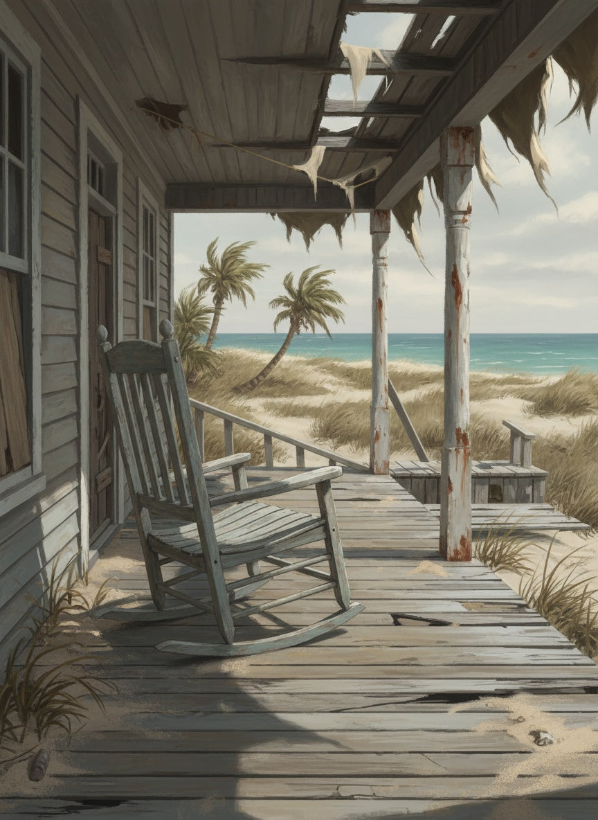Abandoned Porch by the Sea