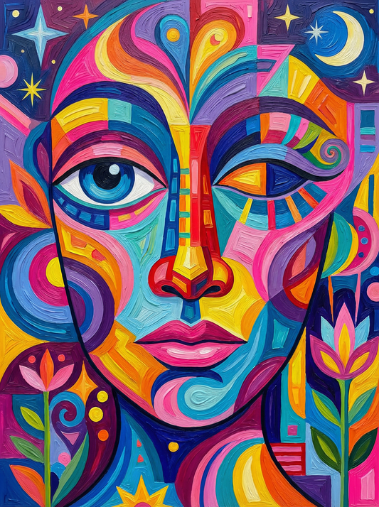 Colorful Abstract Face Portrait (80 Colors)