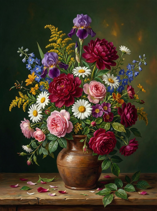 Cottage Flowers In Urn (120 Colors)
