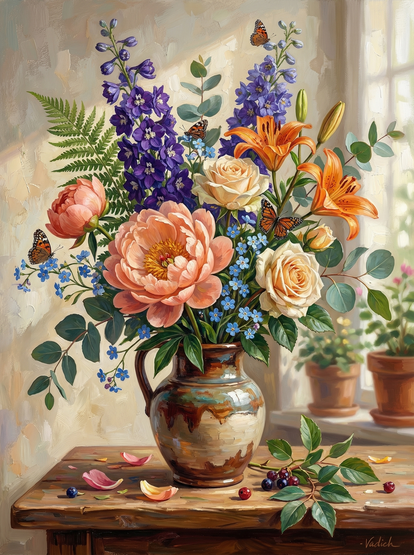 Cottage Garden Peony Arrangement