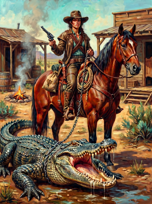 Cowgirl And Alligator (80 Colors)