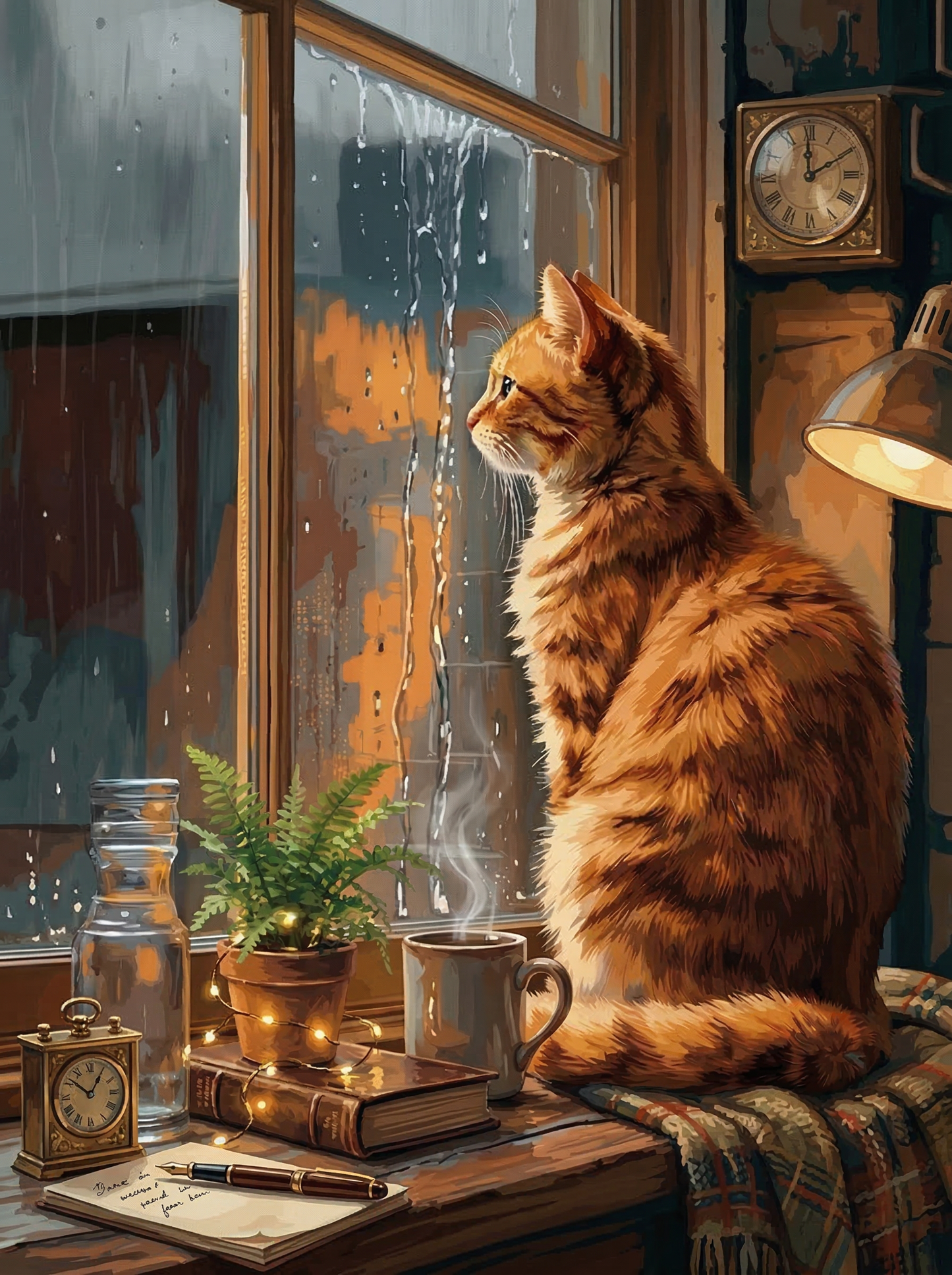 Cozy Cat Rainy Window