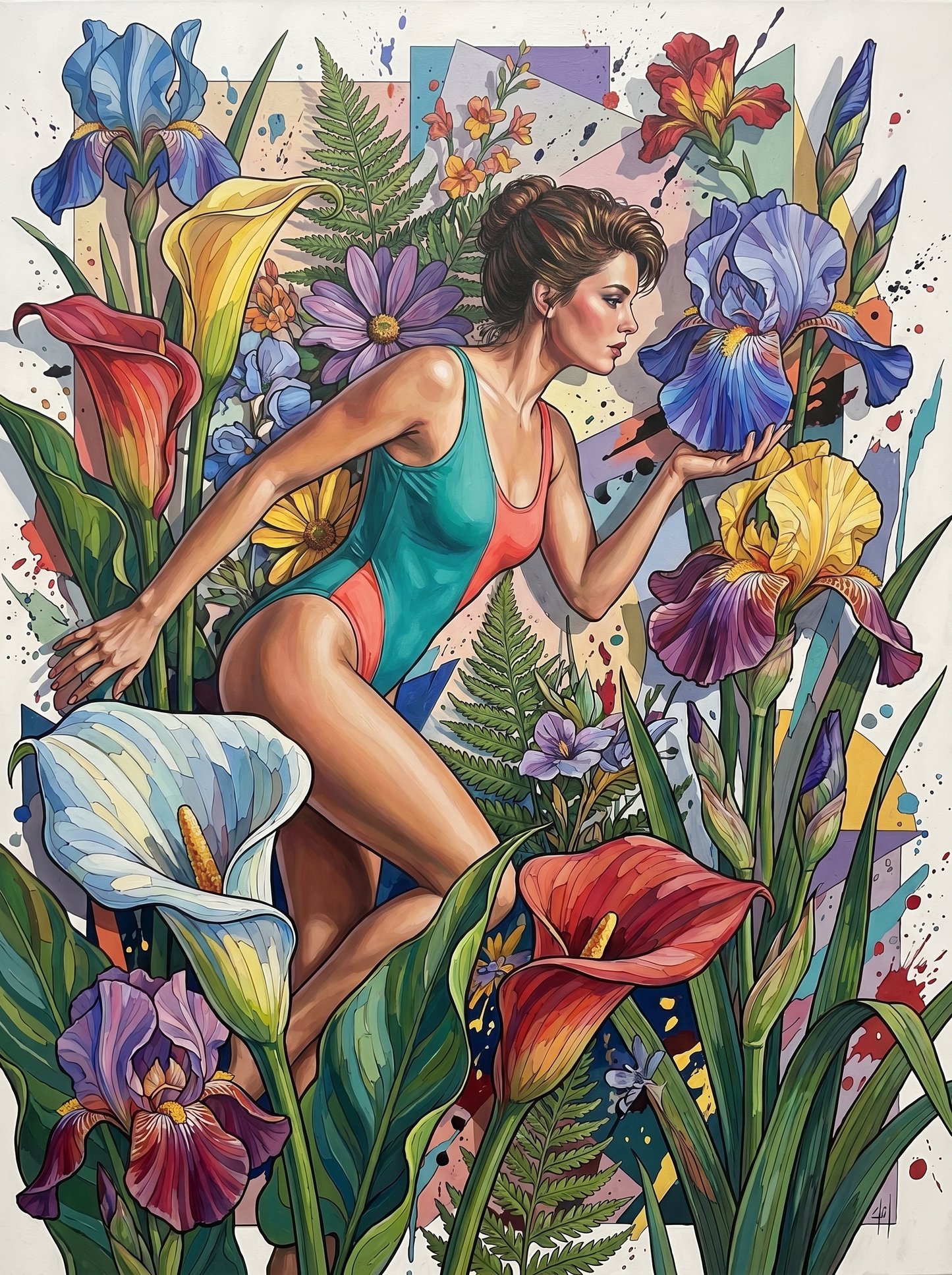 Dancer Among Iris Blooms (80 Colors)