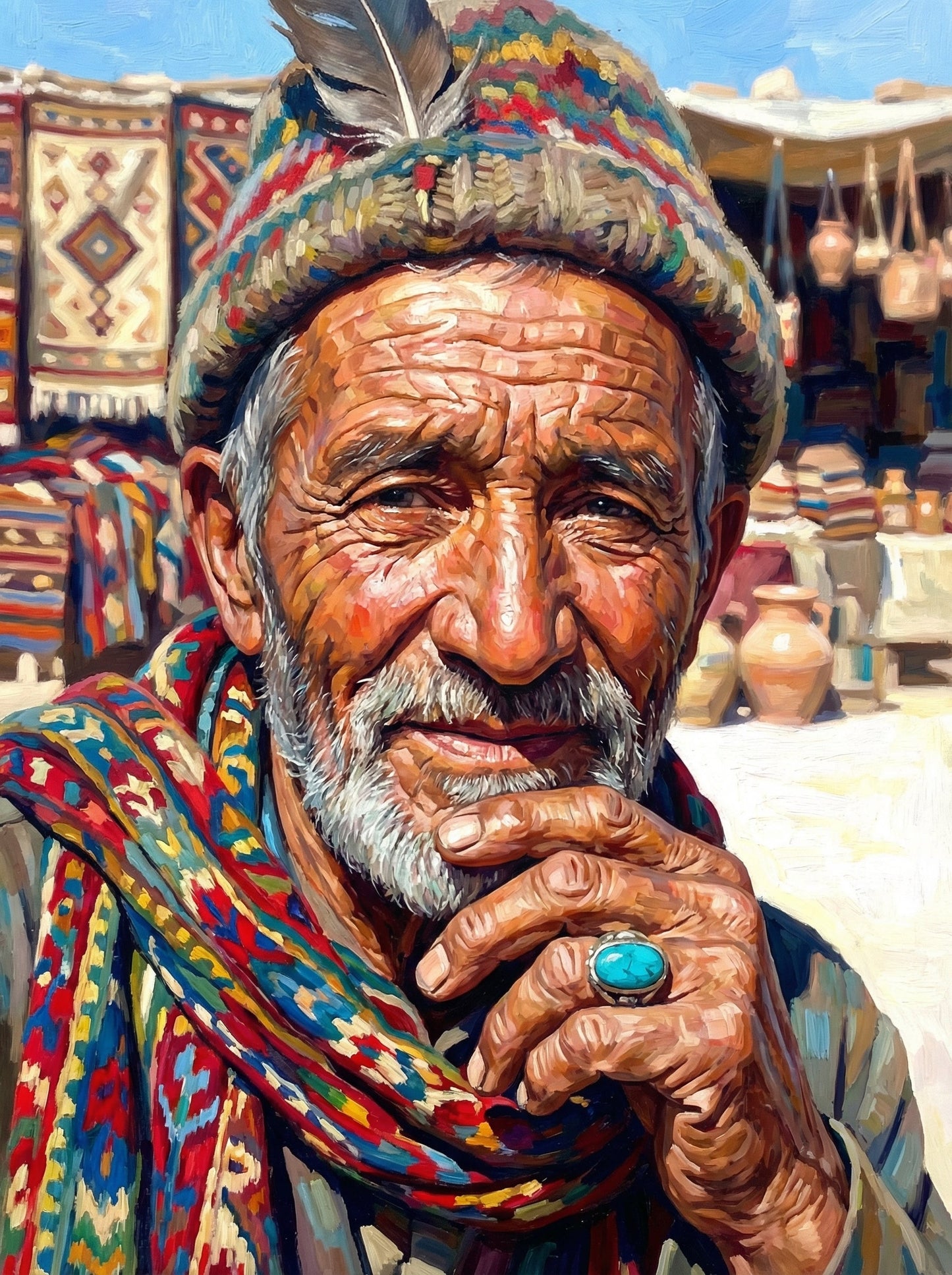 Desert Vendor With Turquoise Ring (120 Colors)