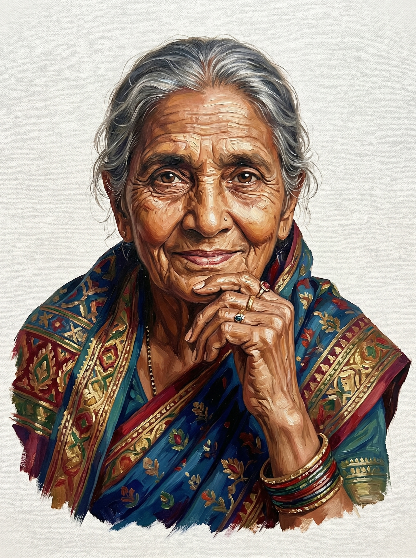 Dignified Woman Headscarf Portrait (80 Colors)
