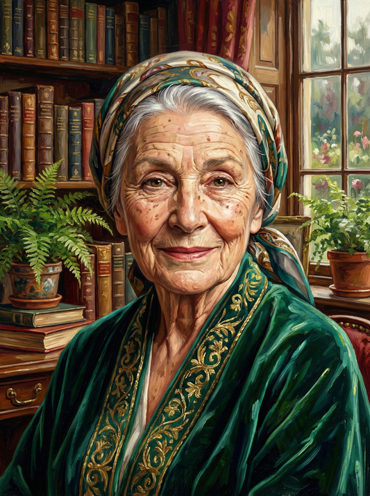Elegant Librarian Portrait (120 Colors)