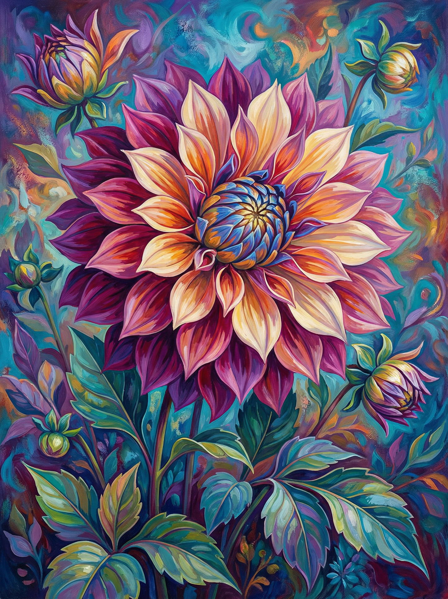 Fire Dahlia Blossom