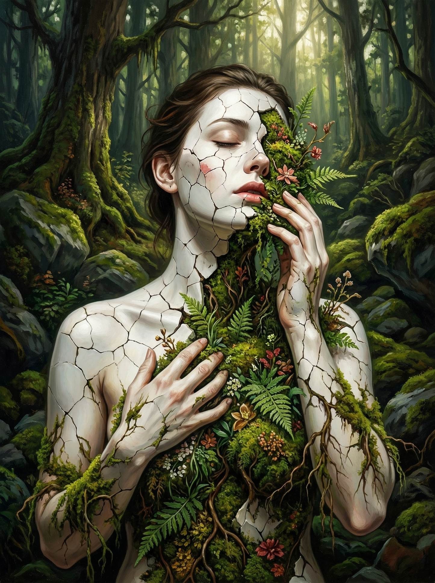Forest Woman Cracked Porcelain