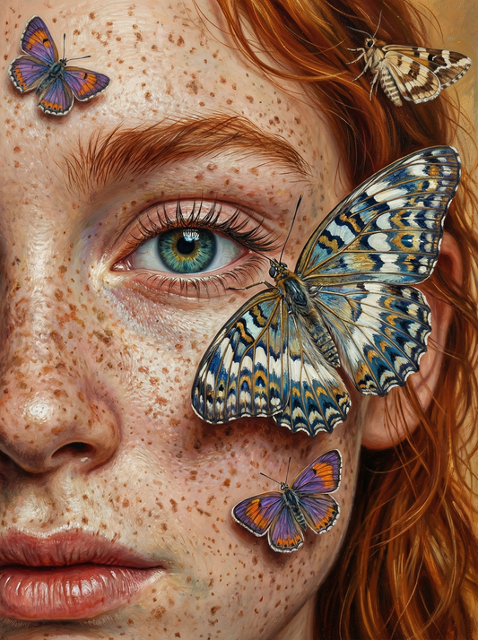 Freckled Girl With Butterflies (120 Colors)