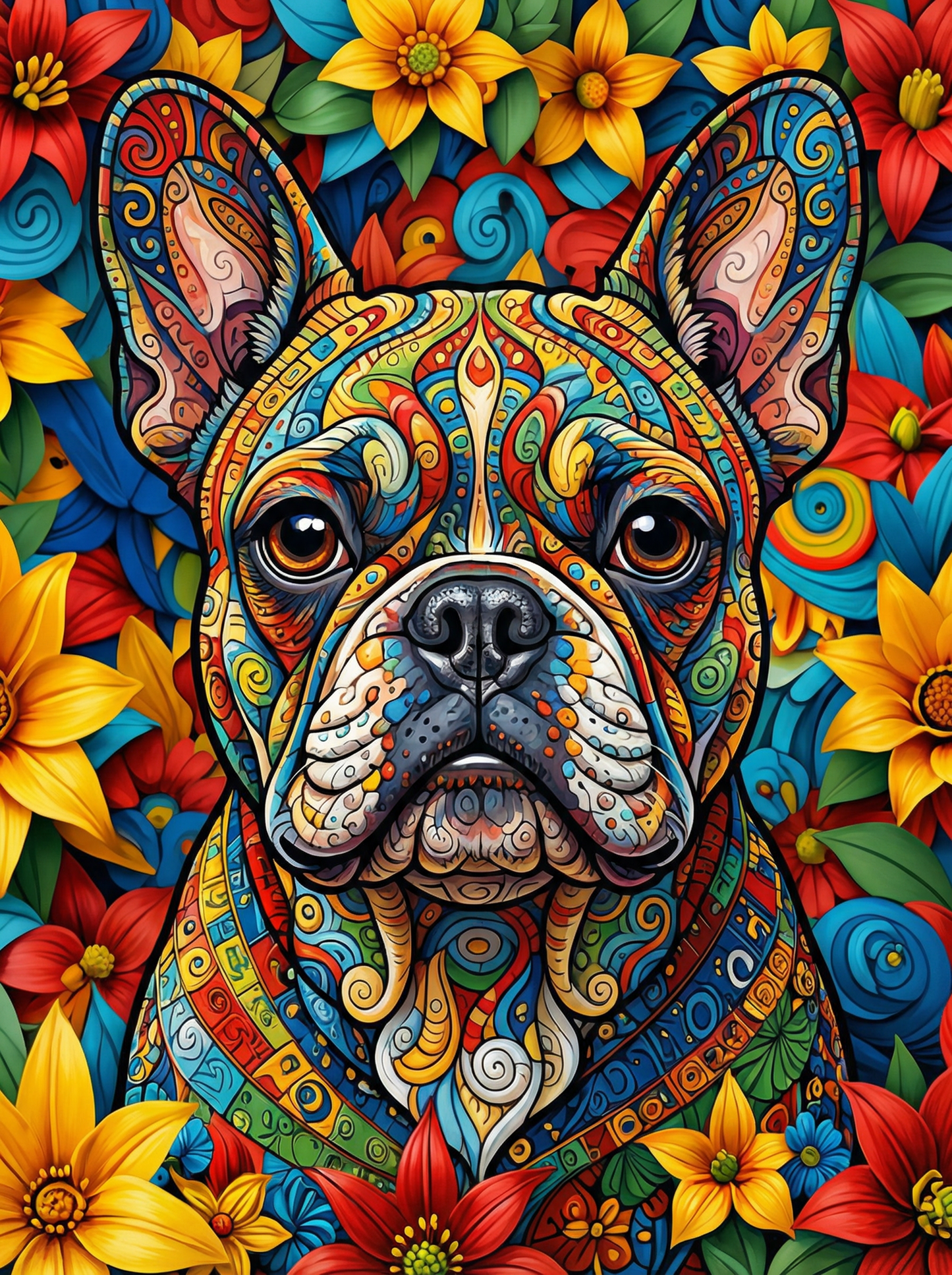 French Bulldog Among Flowers (80 Colors)