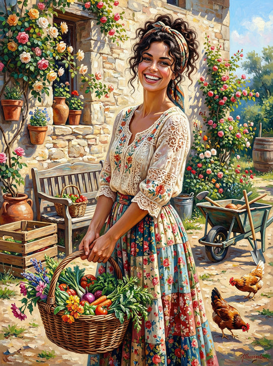 Garden Girl With Harvest Basket