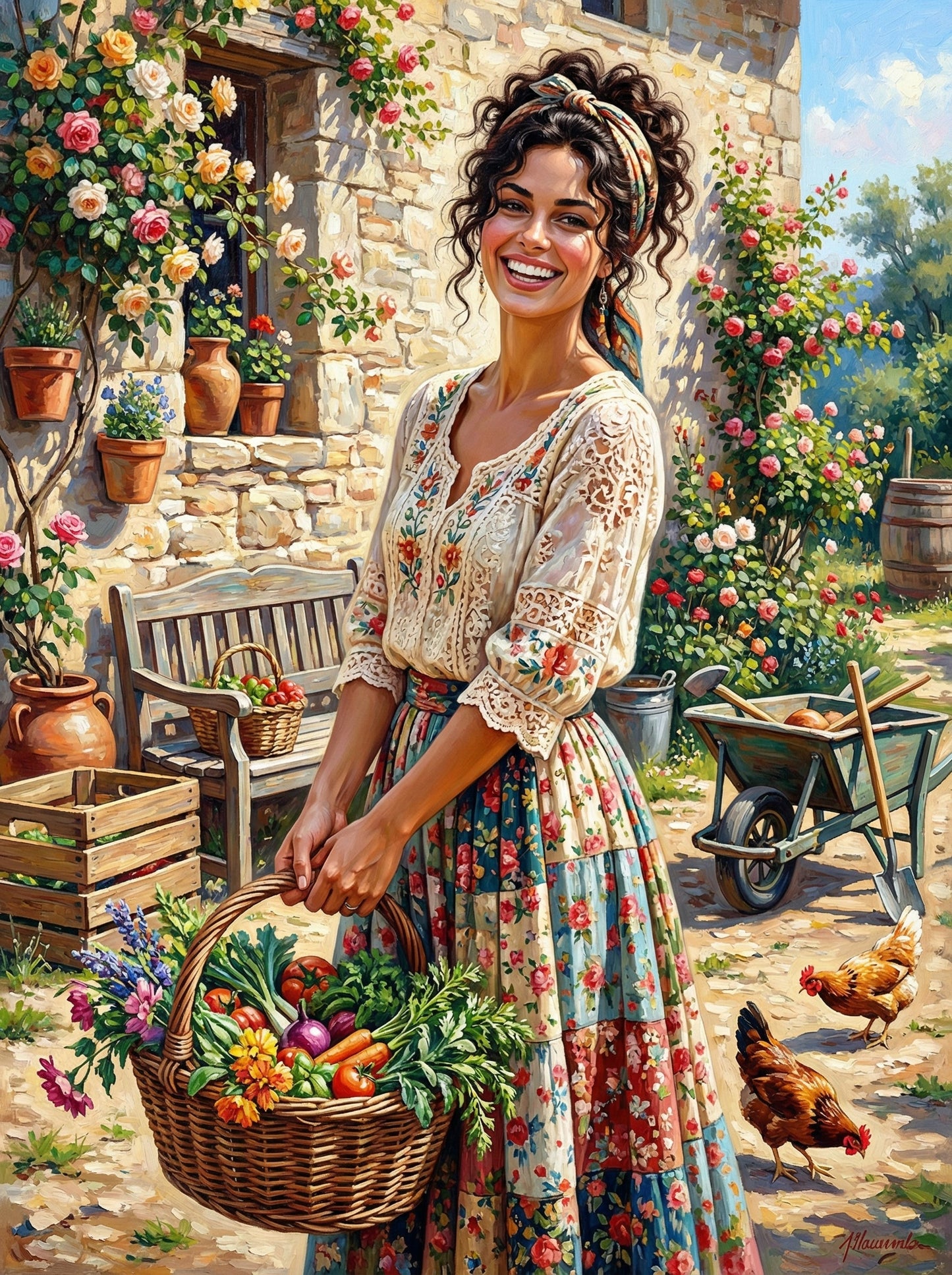 Garden Girl With Harvest Basket (120 Colors)