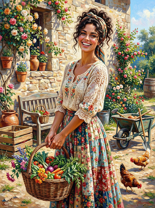 Garden Girl With Harvest Basket (120 Colors)