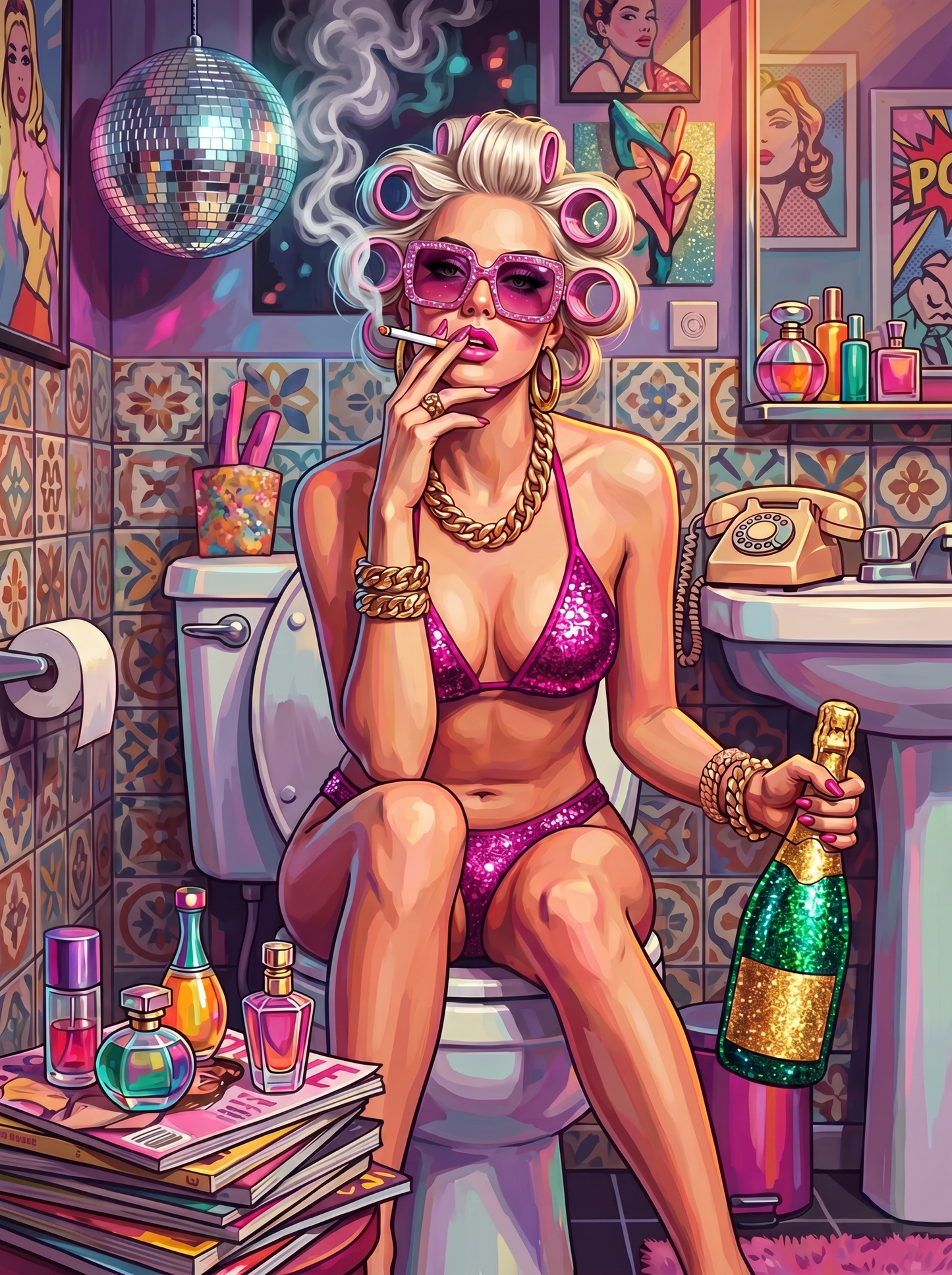 Glam Disco Bathroom Queen