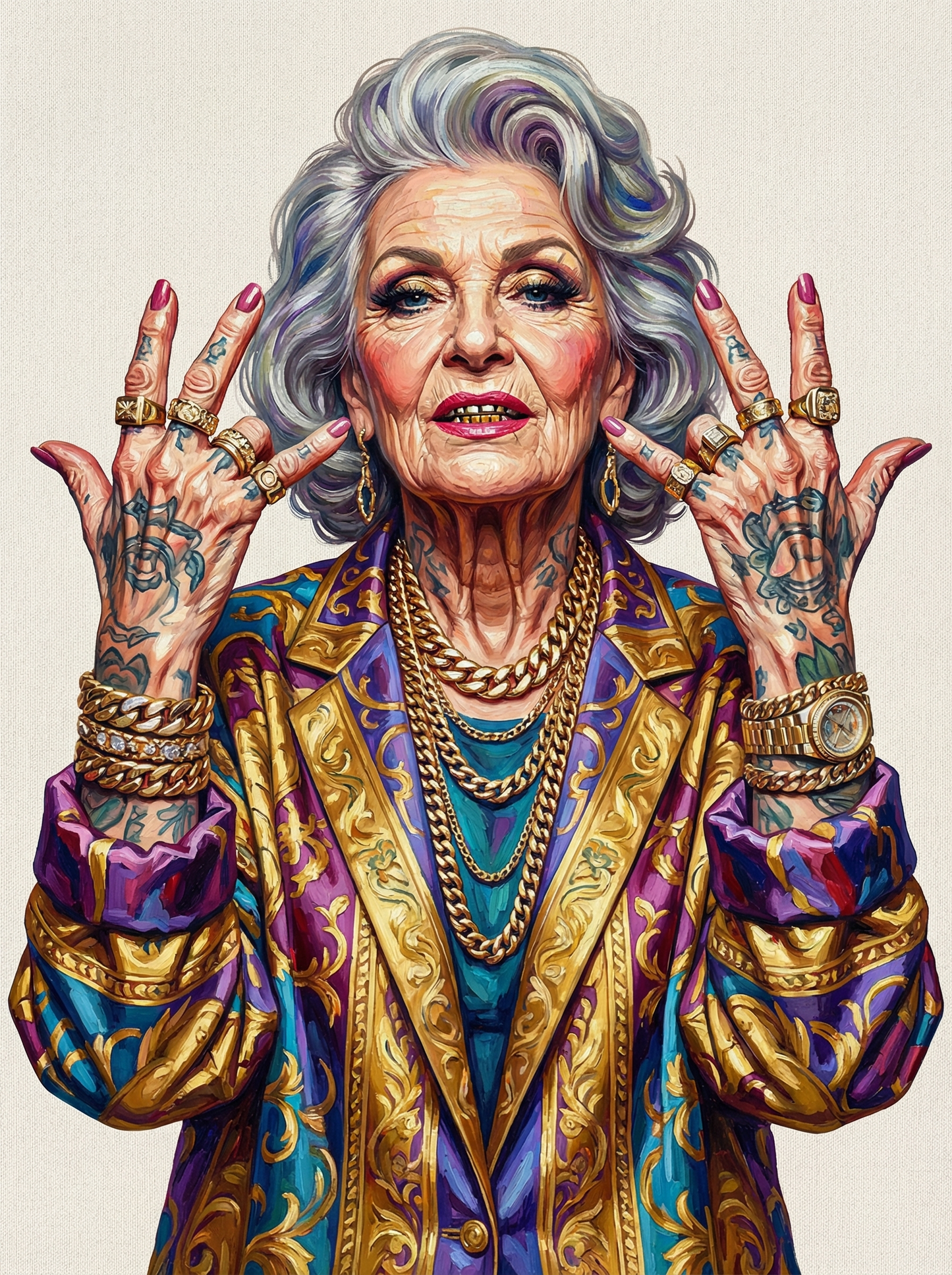 Glamorous Gold Gesture Woman (120 Colors)