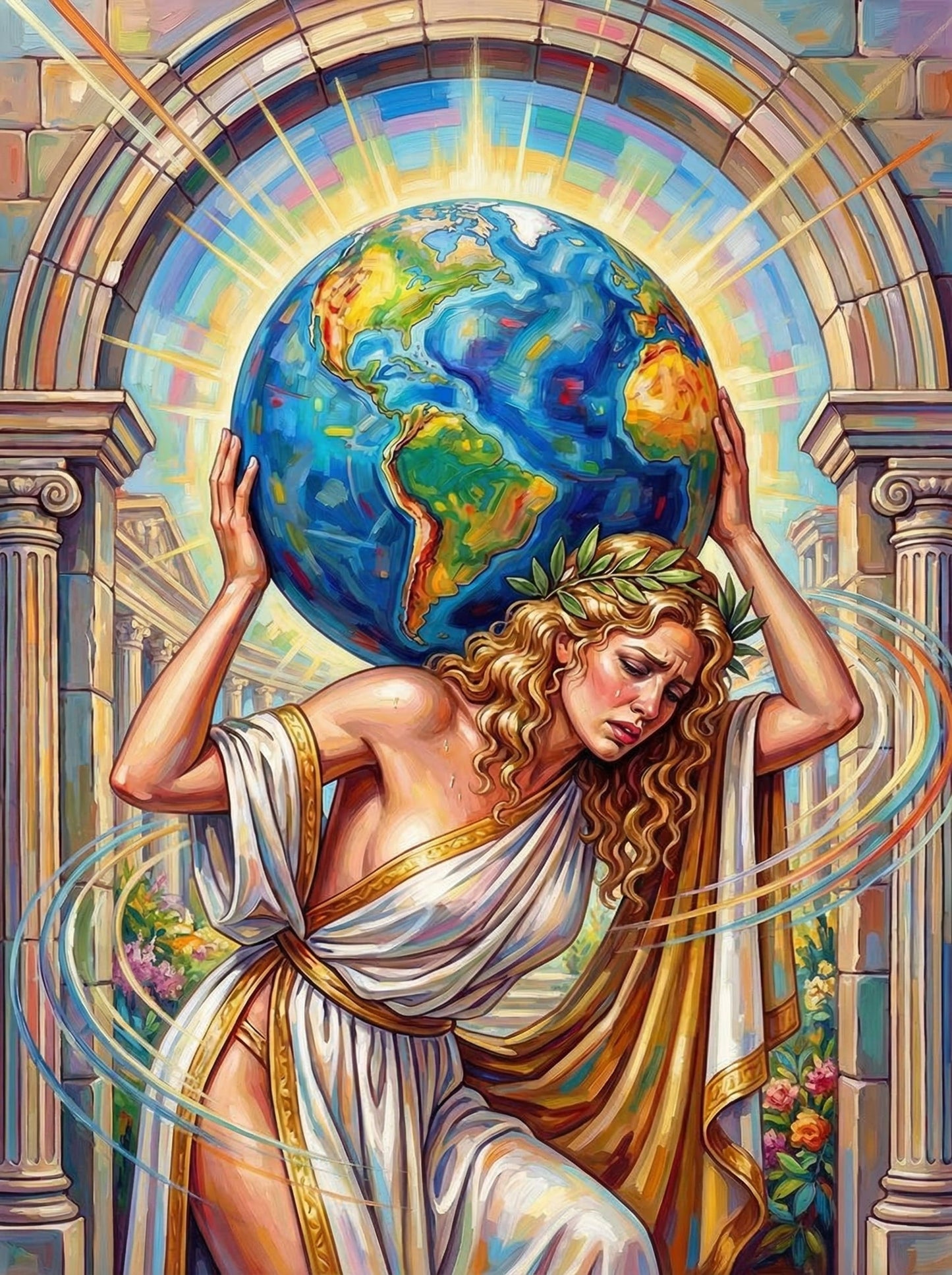 Goddess Lifting Globe (120 Colors)