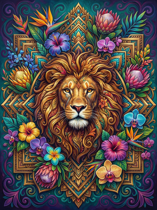 Golden Lion With Flowers (120 Colors)
