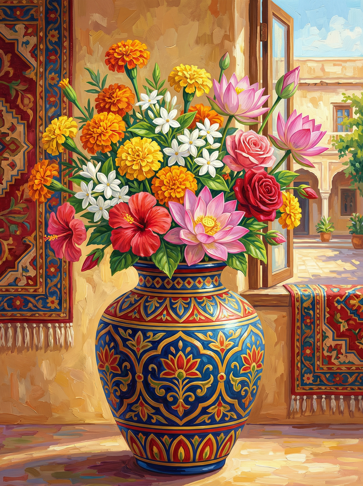Golden Patterned Blooms