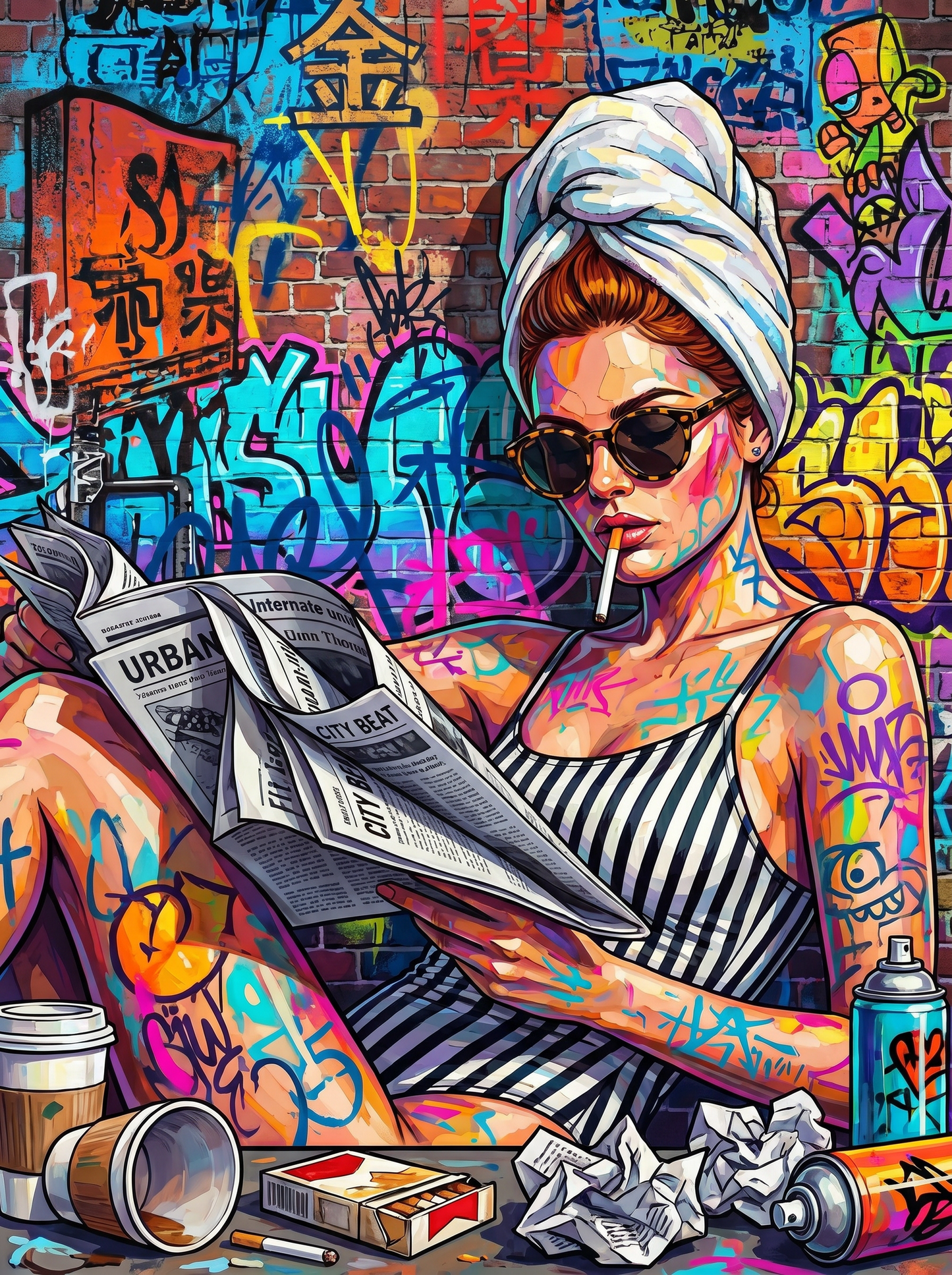Graffiti Girl Reading (120 Colors)