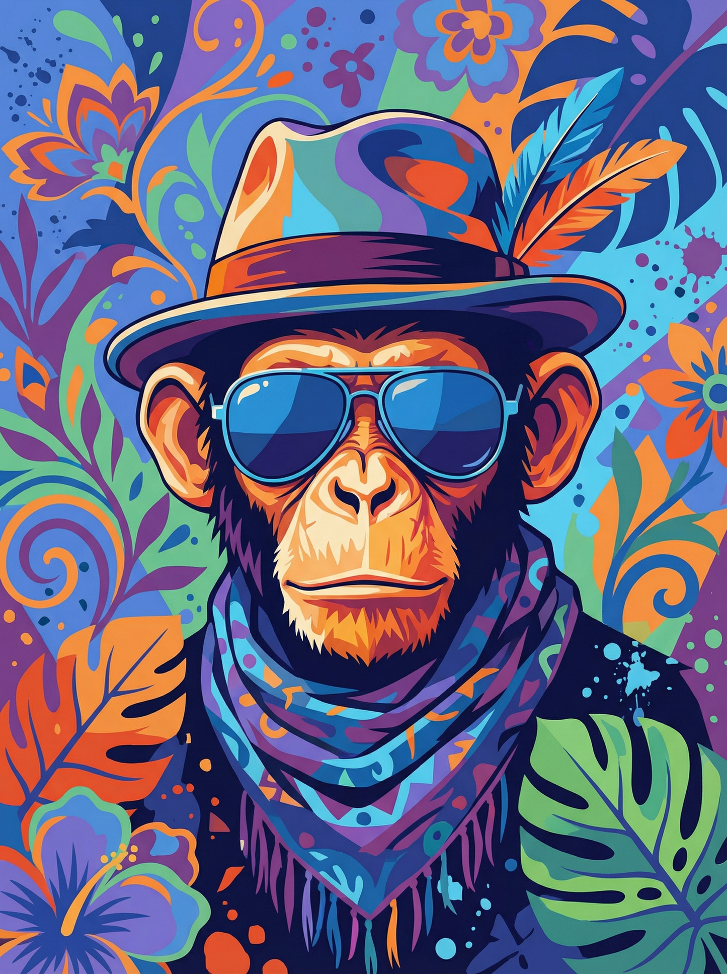 Retro Jungle Chimp (80 Colors)