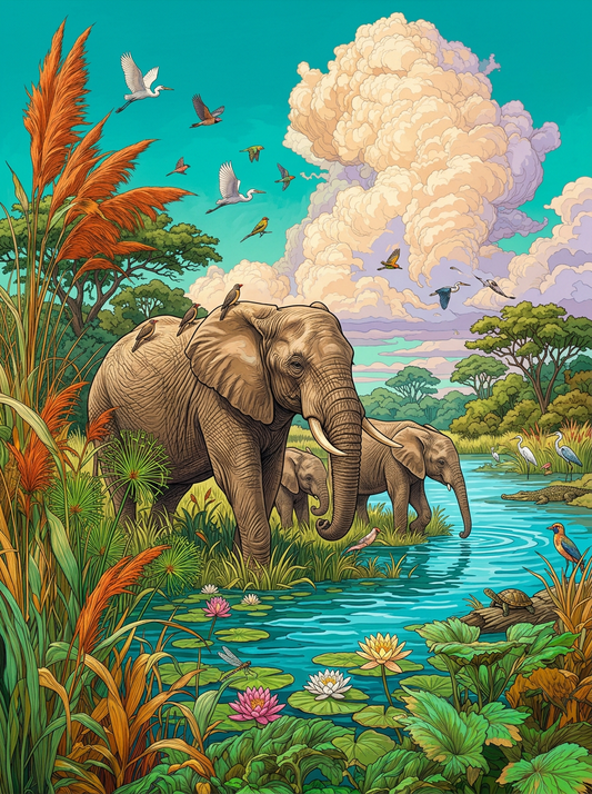 Elephant Oasis Gathering (120 Colors)