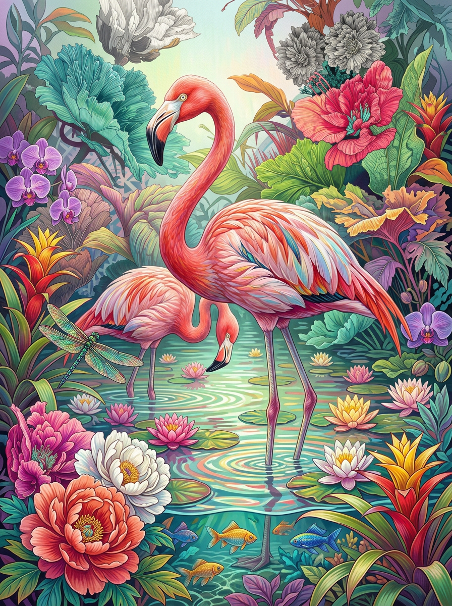 Blush Garden Flamingos (80 Colors)