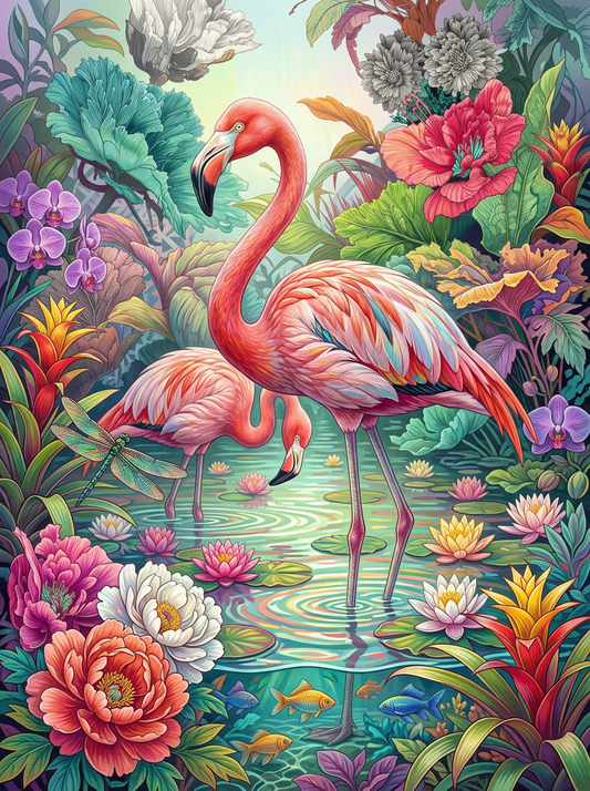 Blush Garden Flamingos