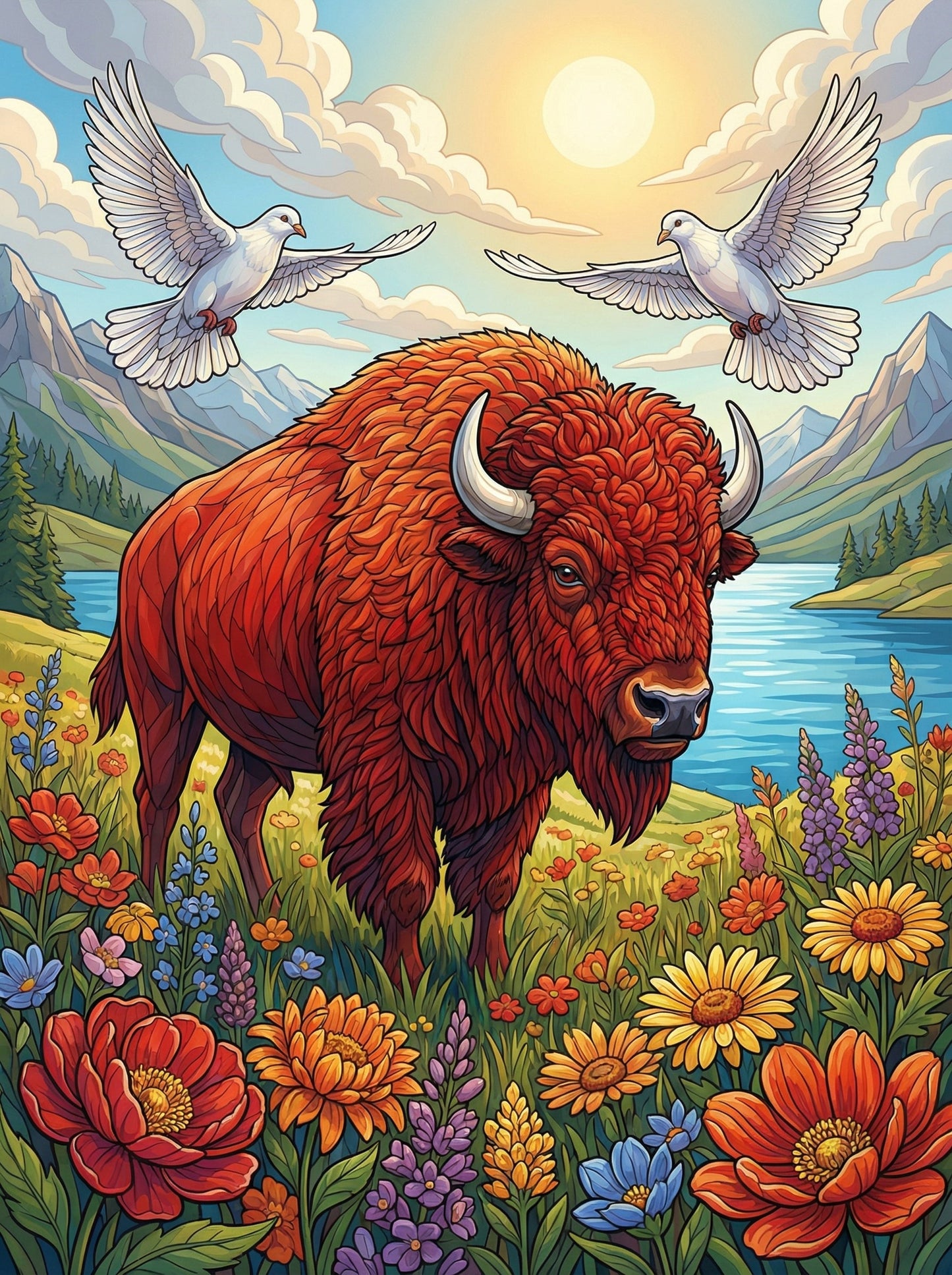 Sunrise Prairie Bison (80 Colors)