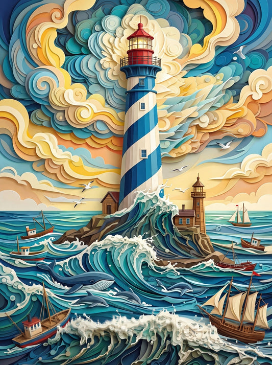 Paperwave Lighthouse Storm