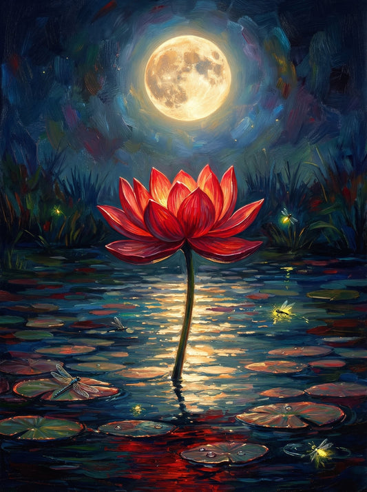 Moonlit Crimson Lotus